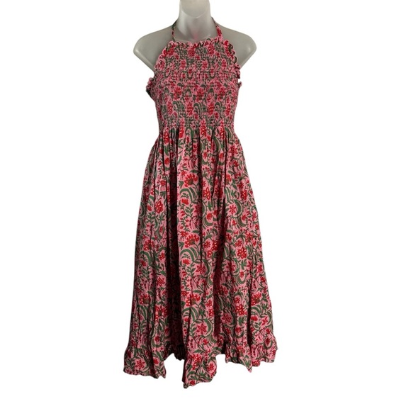 PUNK CITY PRINT Floral Halter MIDI Dress SIZE L - Picture 1 of 10